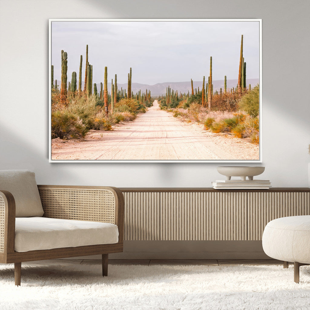 Desert Cactus Wall Art Canvas Print, Framed Southwestern Art, Bohemian Western Decor