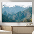 Misty Mountain Wall Art Canvas Print, Framed Cloudy Andean Art, Rugged Mountain Landscape