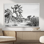 Joshua Tree Wall Art | Black & White Canvas Print, Nature Serenity Decor