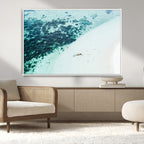 Minimal Beach Wall Art | Framed Ocean Swimming Canvas