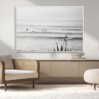 Surfer Silhouette Wall Art | Framed Calm Ocean Canvas