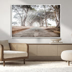 Cypress Tunnel Wall Art | Framed Misty Road Canvas Artwork