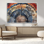 Tree Rings Wall Art Canvas Print, Framed Petrified Wood Modern Rustic