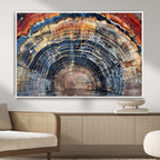 Tree Rings Wall Art Canvas Print, Framed Petrified Wood Art, Modern Rustic Decor