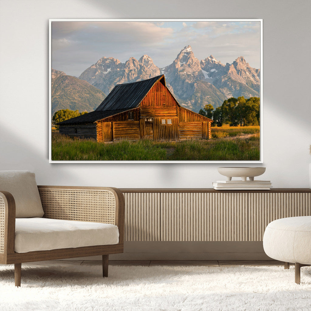 Rustic Barn Wall Art Canvas Print, Framed Western Landscape Art, Farmhouse Style Decor