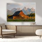 Rustic Barn Wall Art Canvas Print, Framed Western Landscape Art, Farmhouse Style Decor