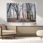 Winter Forest Wall Art Canvas Print, Framed Frosty Woodland with Misty Trees