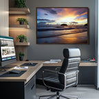 Beach Sunset Wall Art Canvas Print, Tropical Ocean Waves