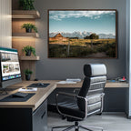 Rustic Farmhouse Wall Art Canvas Print, Teton Range Mormon Row Barn