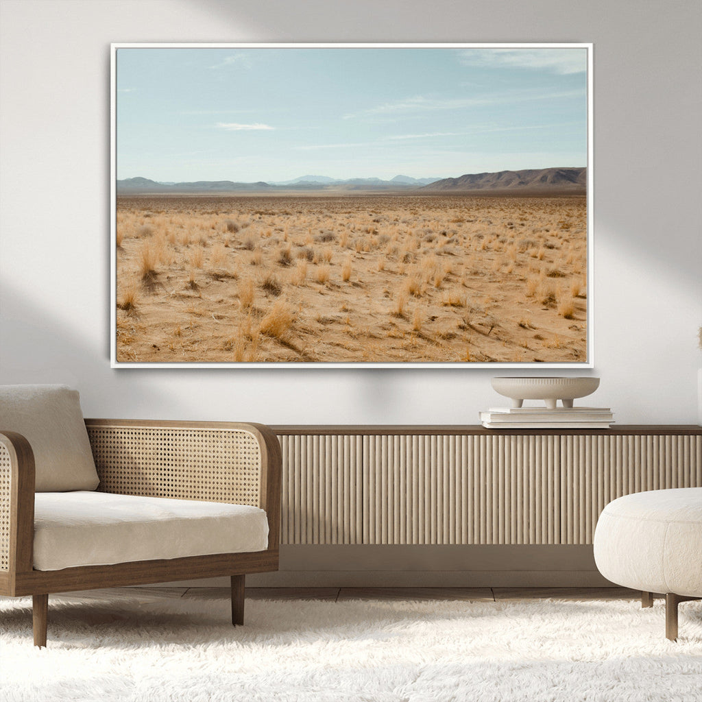 Desert Plains Wall Art Canvas Print, Golden Light Over Dry Grass and Open Horizon