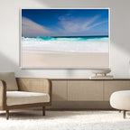 Ocean Breeze Wall Art Canvas Print, Aqua Waves and Coastal Horizon Under a Blue Sky