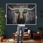 Rustic Bull Wall Art Canvas Print, Longhorn Wall Decor