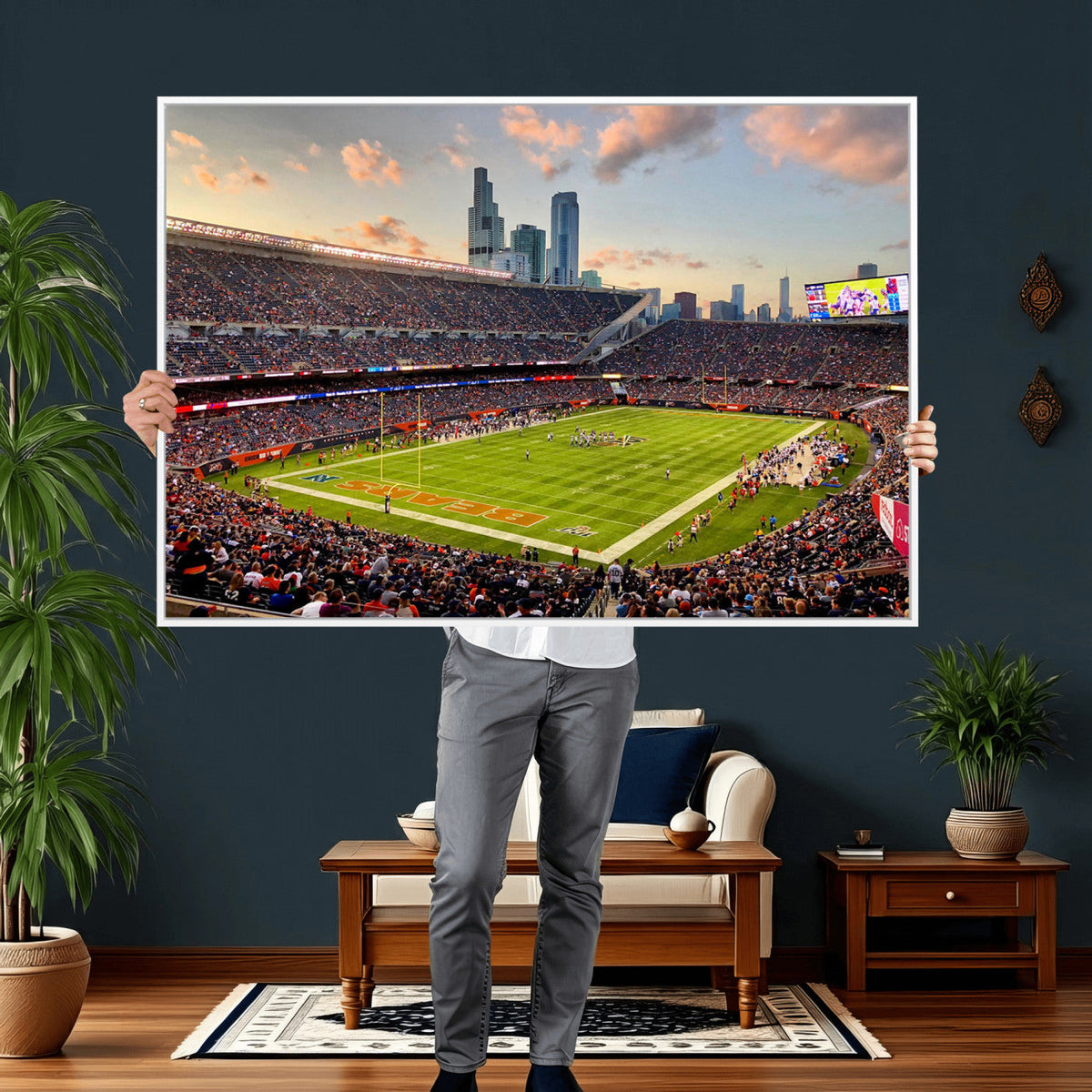 Chicago Bears Soldiers Field Wall Art Canvas Print, Man Cave Wall Decor