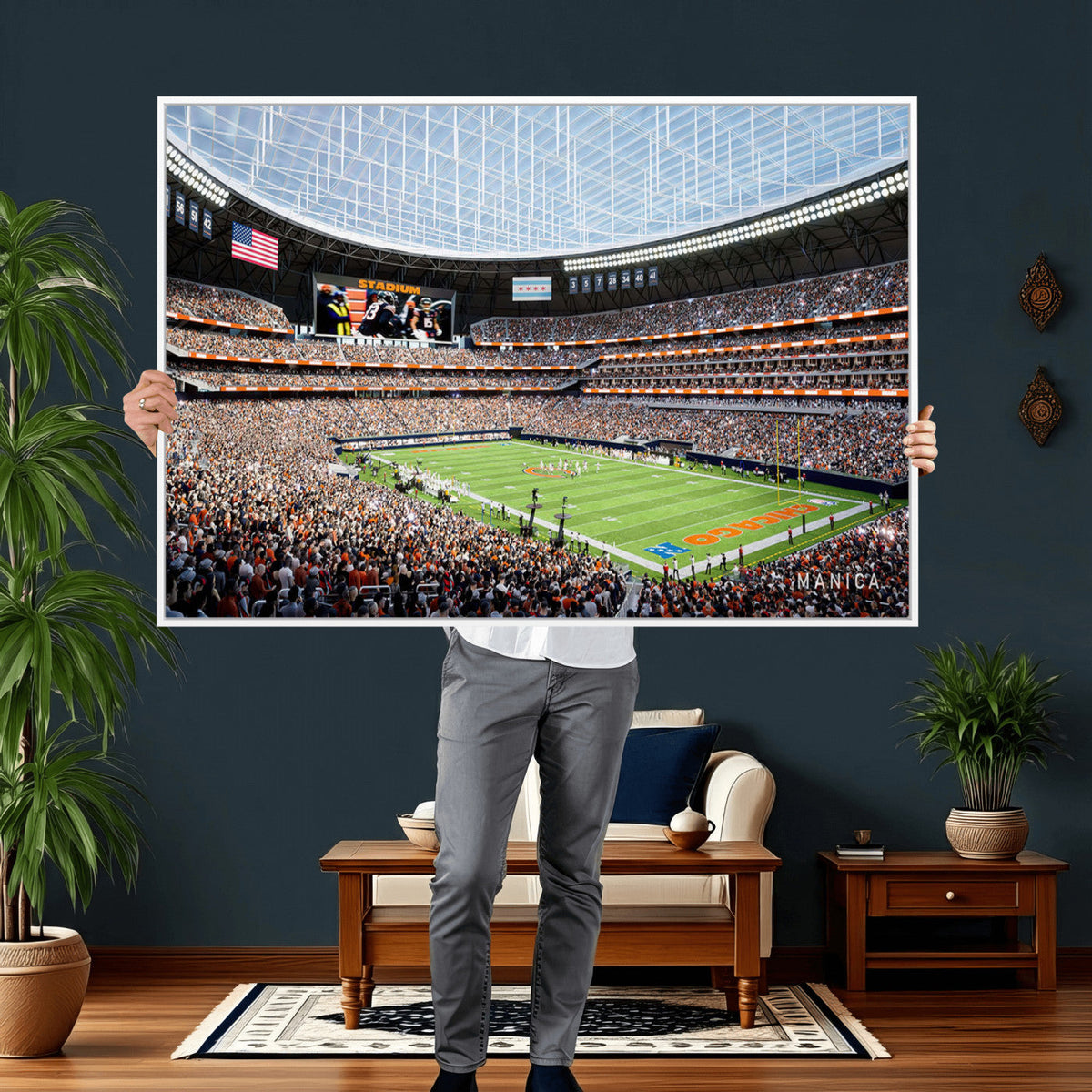 Chicago Bears Soldiers Field Wall Art Canvas Print, Framed and Ready to Hang
