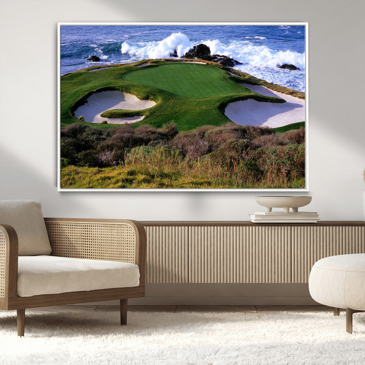California Pebble Beach Golf Links Wall Art Canvas Print, Iconic Monterey Coastal Golf Course
