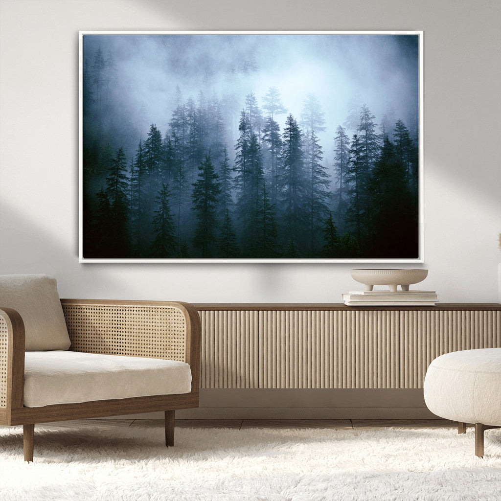 Foggy Pines Misty Forest Wall Art Print