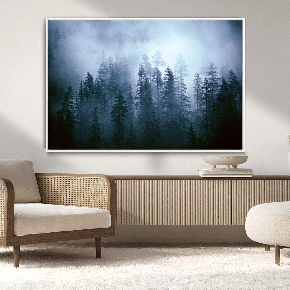 Foggy Pines Misty Forest Wall Art Print