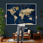 Personalized Framed Black Push Pin Travel Map Canvas Print, Next Trip Planner Map, Dining Room and Bedroom Decor