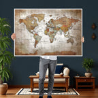 Vibrant Watercolor World Map Canvas Wall Art | Framed Travel Map