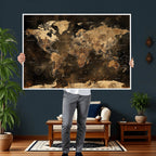 World Map Canvas Print, Modern Decorative Framed Map Artwork