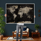 Detailed World Map Wall Art Print | Large Framed World Map Canvas