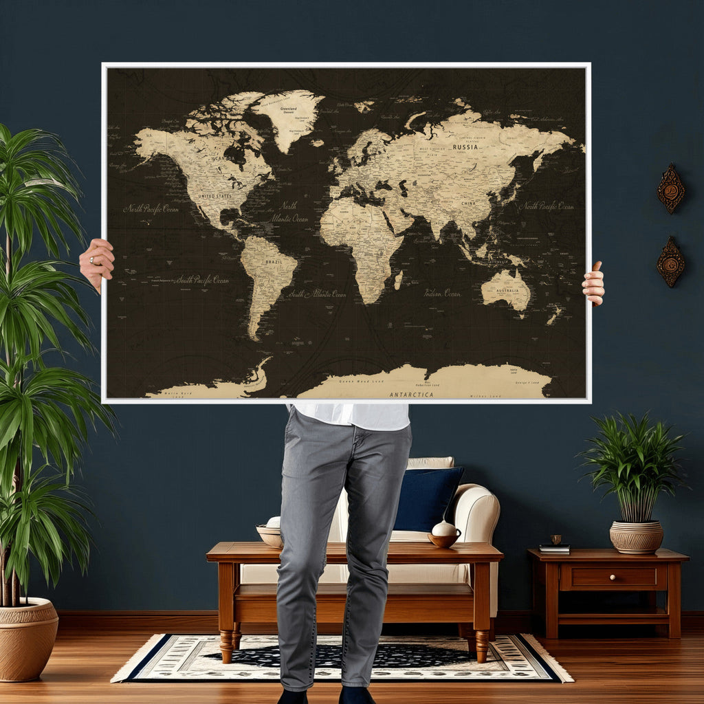 World Map Canvas Print | Framed World Map Wall Art for Couples
