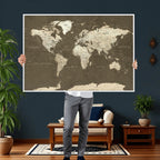 Vintage World Map Canvas Print | Framed Travel Map Wall Art for Couples