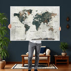 World Map Canvas Print | Framed Travel Map Wall Art for Couples