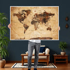Modern Red and Gray World Map Canvas Print | Framed Wall Art