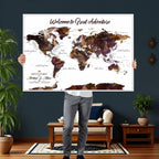 Custom Push Pin World Map Wall Art Canvas Print | Personalized Travel Map