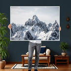 Snowy Mountain Range Canvas Print, Alpine Peaks Landscape Wall Art