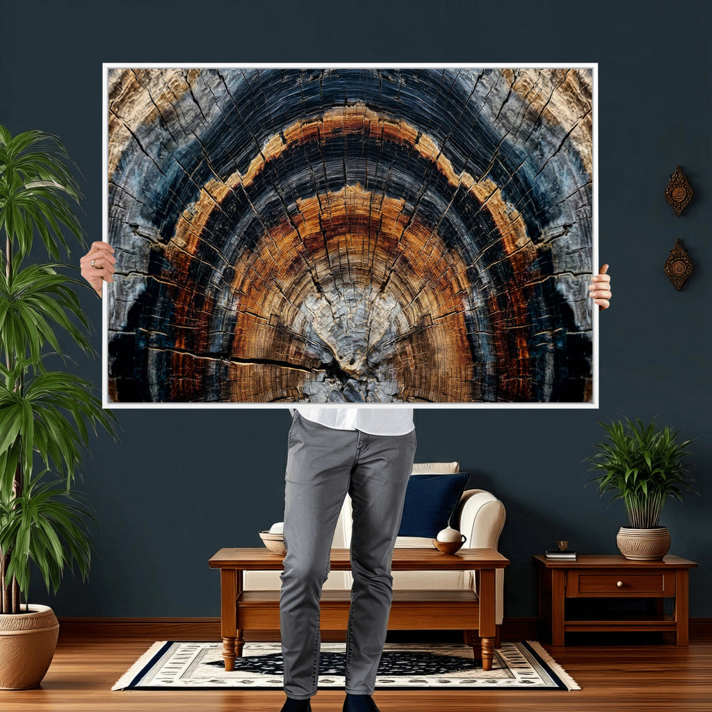 Abstract Wood Grain Canvas Print, Tree Ring Pattern Wall Art, Extra Large Living Room Wall Decor