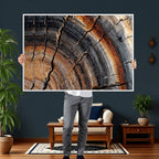 Abstract Tree Ring Wall Art Print, Natural Rustic Wood Grain Canvas