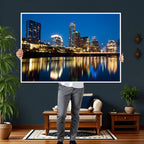 Austin Skyline Wall Art Canvas Print, Austin Downtown Night Cityscape