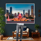 Chicago Wall Art Canvas Print - Chicago City Downtown Night Cityscape