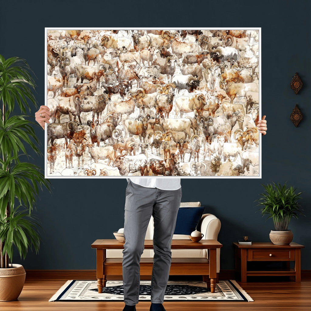 Farmhouse Bighorn Sheep Wall Art Canvas Print