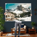 Snowy Mountain Wall Art Canvas Print, Alpine Pine Forest
