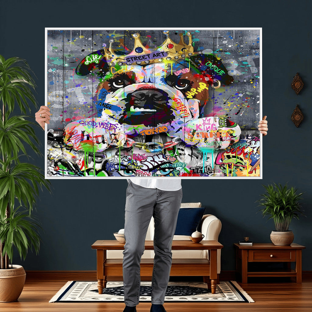Graffiti Dog Wall Art Decor for Teen Bedroom | Abstract Graffiti Animal Canvas
