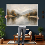 Neutral Abstract River Landscape Wall Art Canvas Print