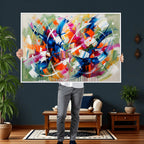 Geometric Abstract Wall Art Canvas Print, Orange Blue