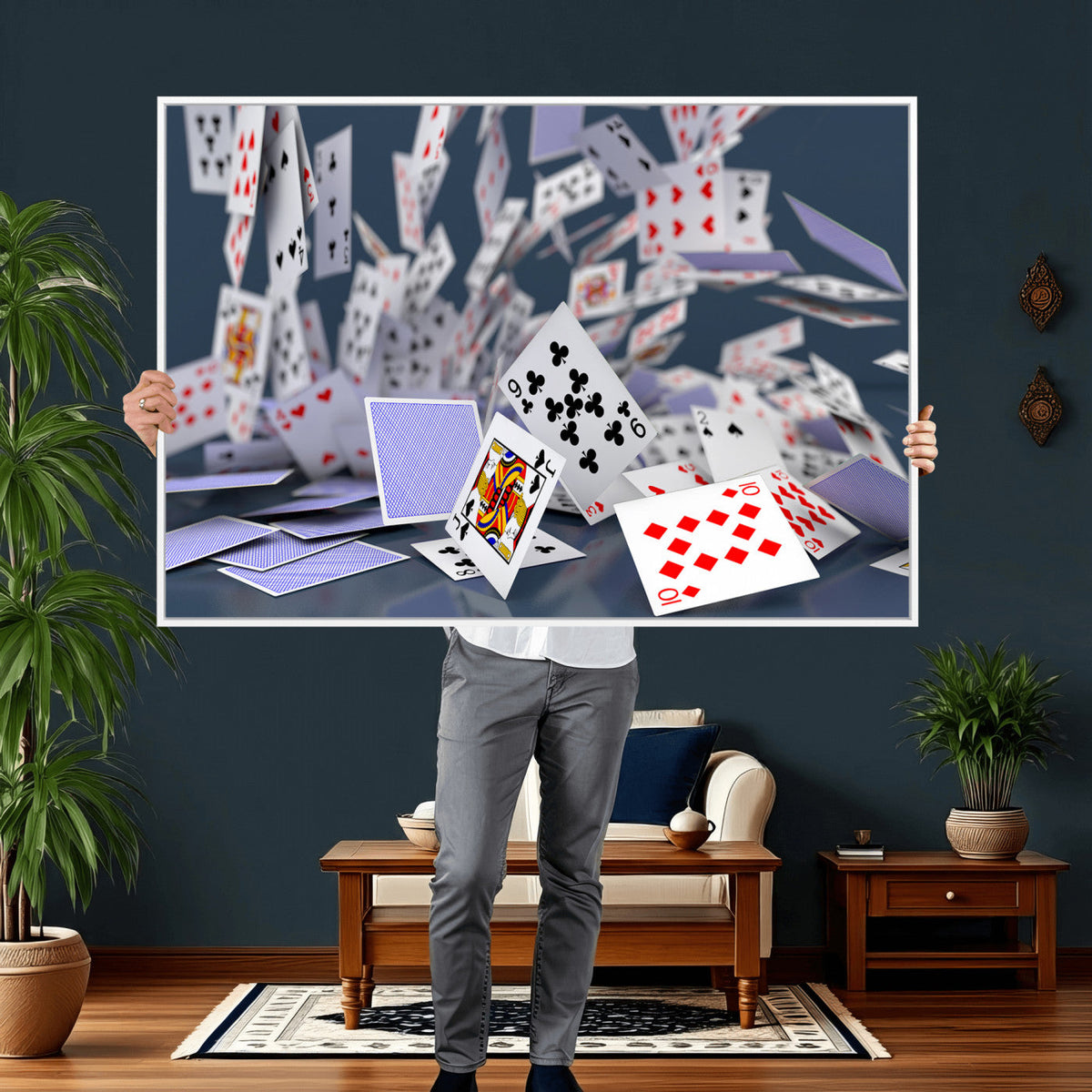 Playing Cards Canvas Wall Art | Casino Game Room Decor