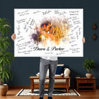 Ink Splash Wedding Guest Book Canvas, Personalized Couple Photo Sign