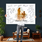 Wedding Signature Guest Book Canvas, Personalized Couple Photo Art