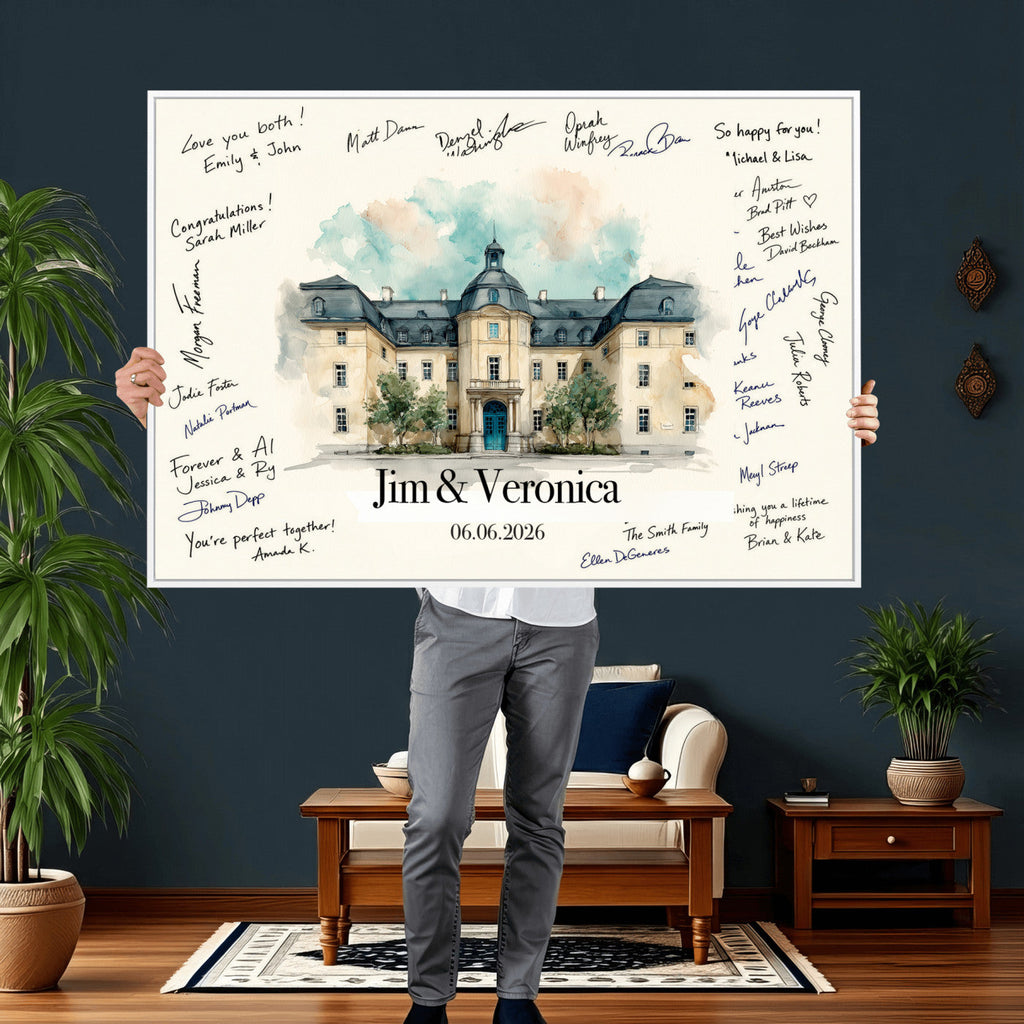 Wedding Venue Guest Book Canvas, Personalized Venue Drawing Sign