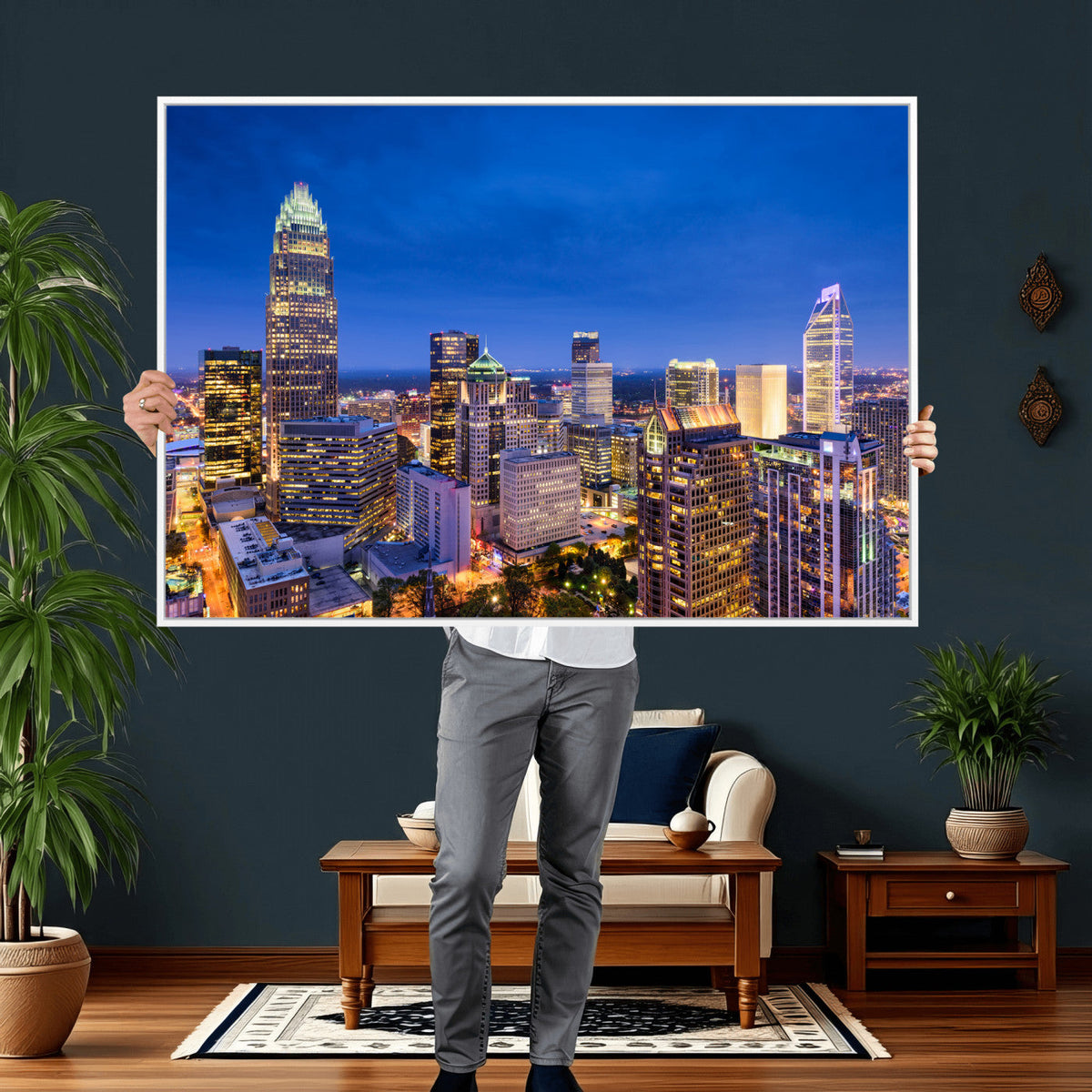 Charlotte Skyline Canvas Wall Art Print | North Carolina Cityscape