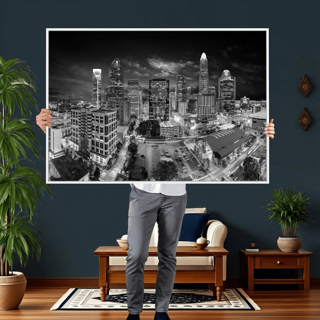 Charlotte Skyline Canvas Wall Art Print | North Carolina Cityscape