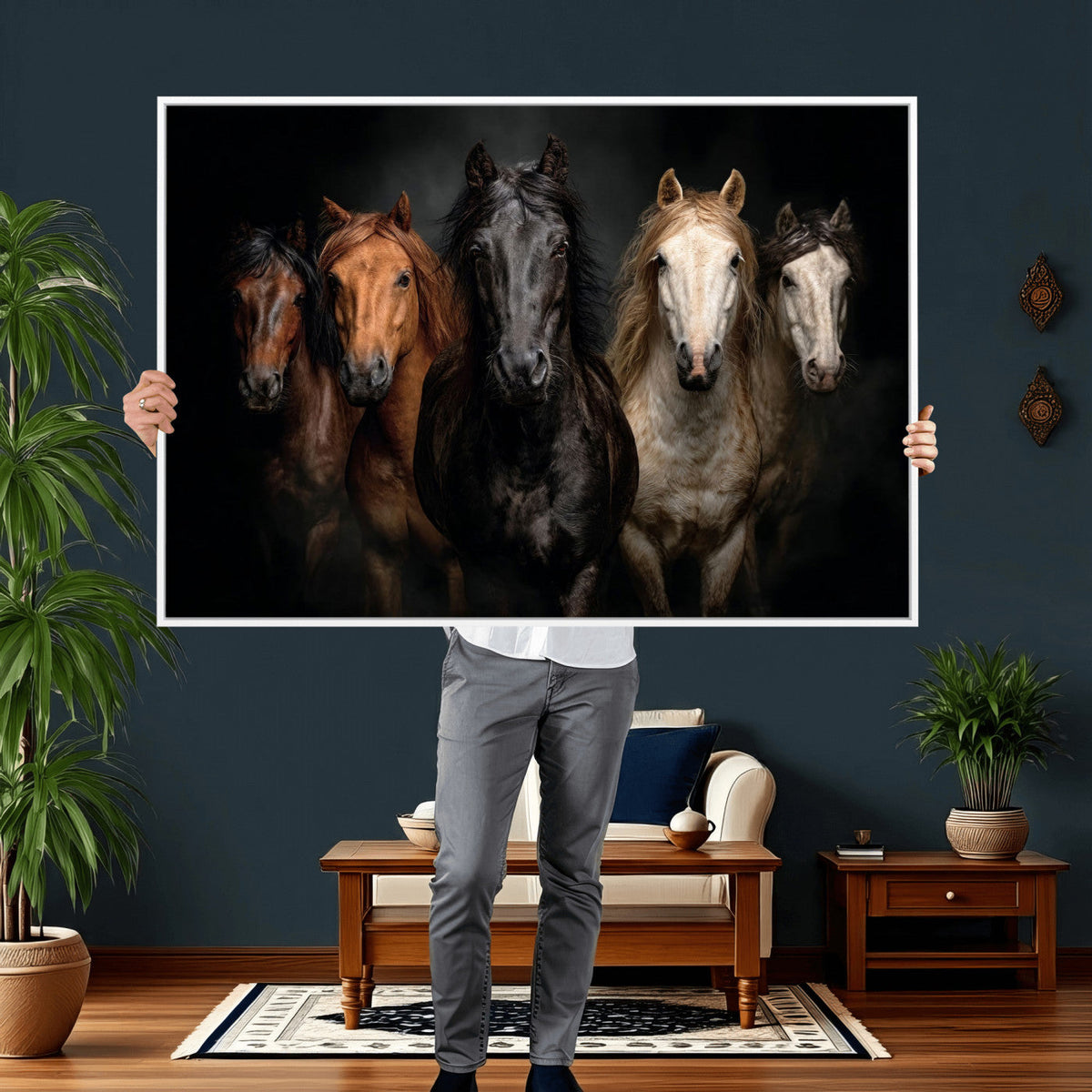 Horse Wall Art Canvas Print, Wild Horses Portrait Photography, Rustic Ranch Decor