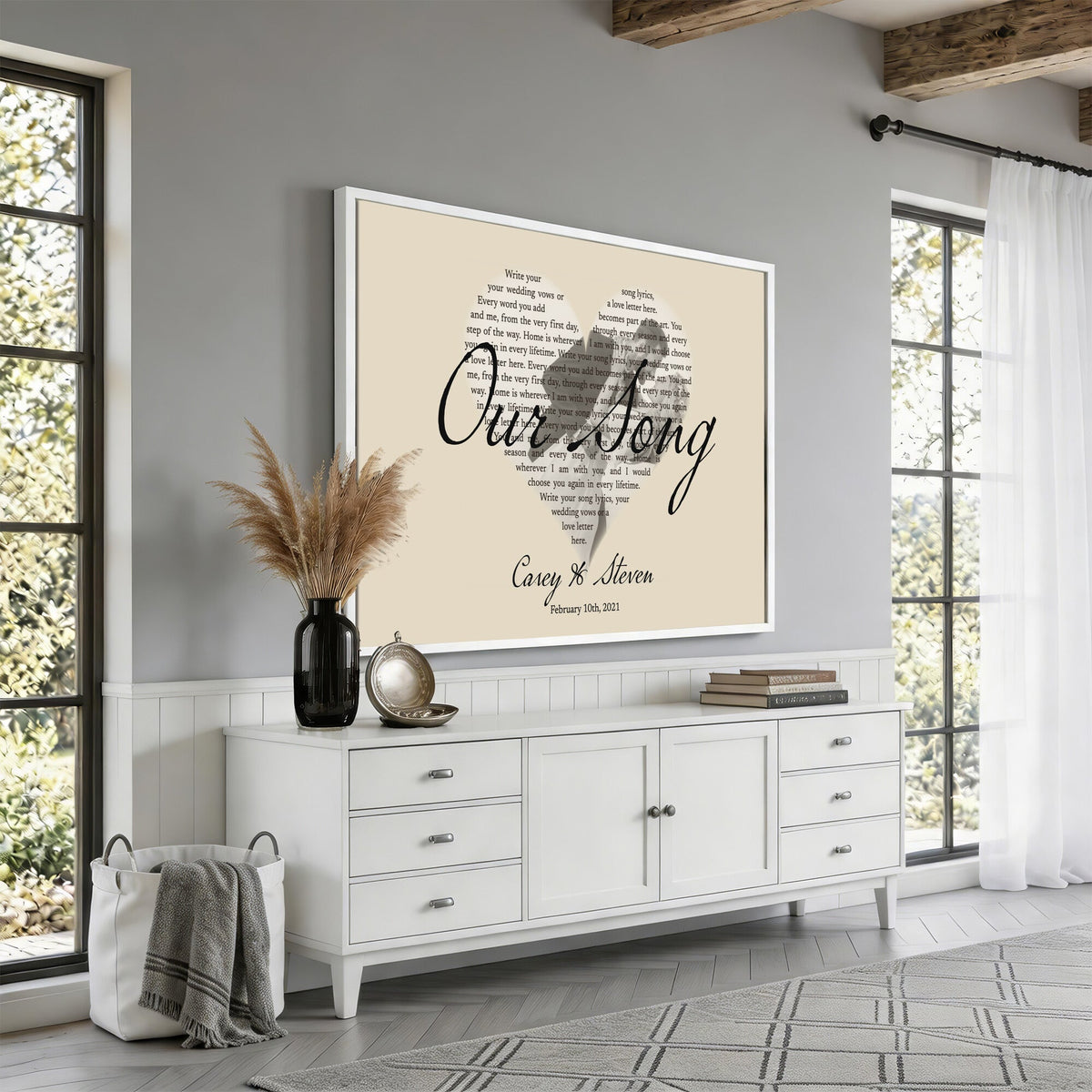 Lyrics Heart Canvas Print, Personalized Song Lyrics and Photo Wall Art