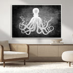 Black White Octopus Wall Art Canvas Print