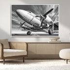 Vintage Airplane on Runway Canvas Print